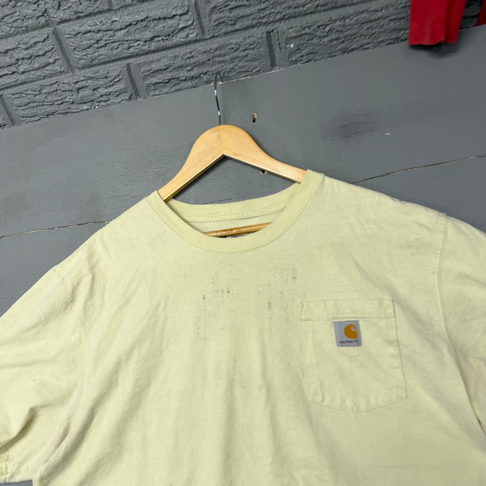 Carhartt Mens Loose Fit Pocket T-Shirt Xl Pale Yellow Short Sleeve Cotton Tee